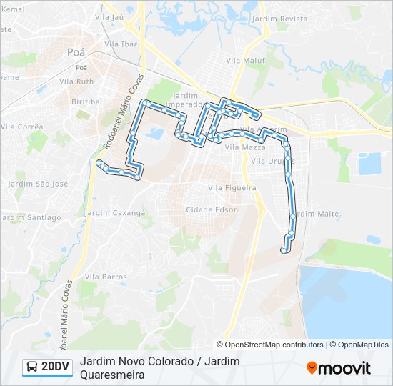 Mapa da linha 20DV de ônibus