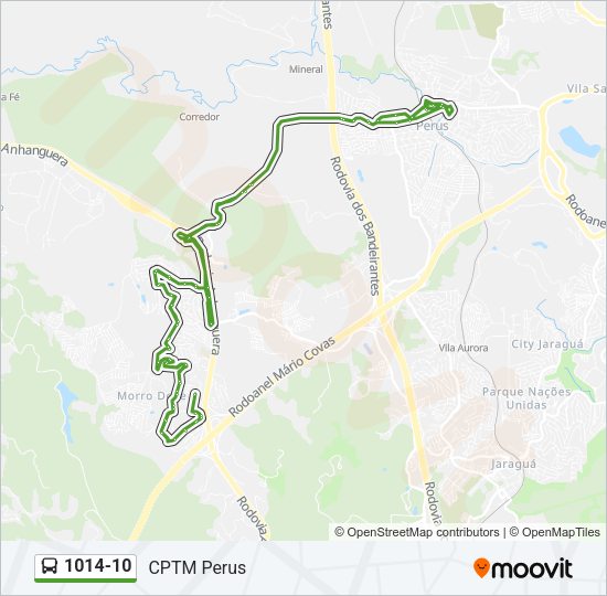 Mapa da linha 1014-10 de ônibus