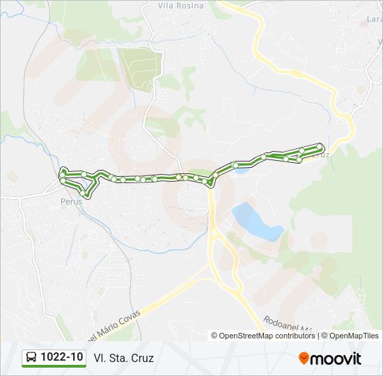 Mapa da linha 1022-10 de ônibus