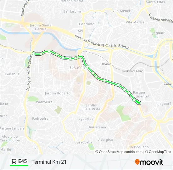 E45 Bus Line Map