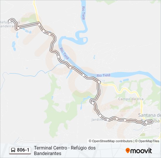 Mapa da linha 806-1 de ônibus