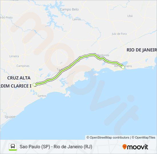 Mapa da linha FLIXBUS BR0101 de ônibus
