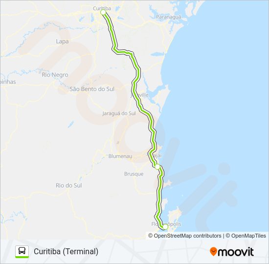 Mapa da linha FLIXBUS BR0204 de ônibus