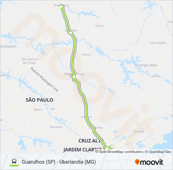 Mapa da linha FLIXBUS BR0704 de ônibus