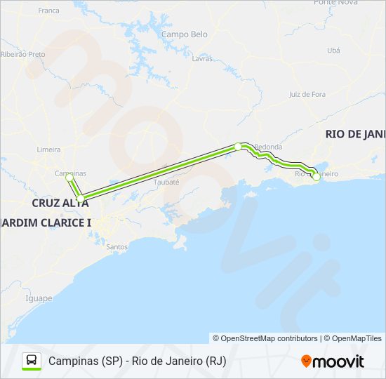 Mapa da linha FLIXBUS BRN0103 de ônibus