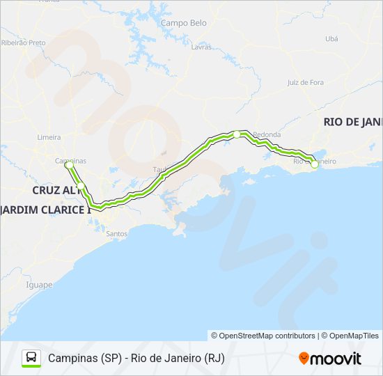 Mapa da linha FLIXBUS BRN0103 de ônibus