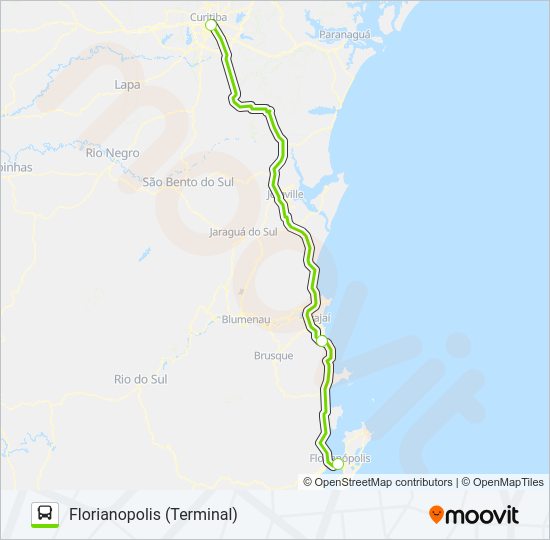 Mapa da linha FLIXBUS BRN0204 de ônibus