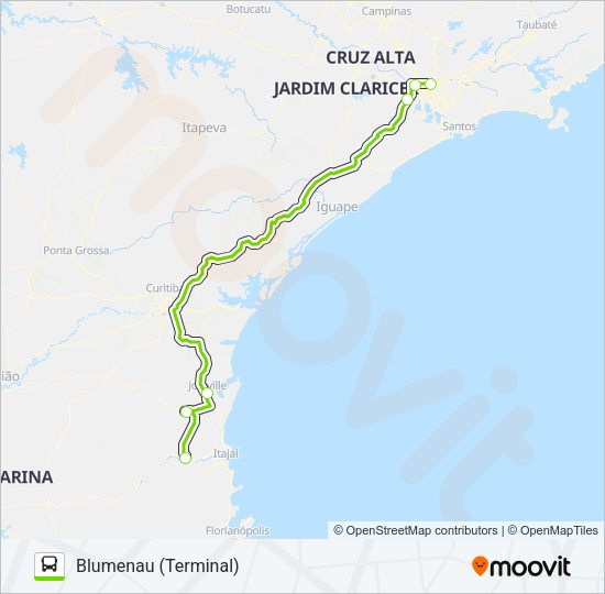 Mapa da linha FLIXBUS BRN0206 de ônibus