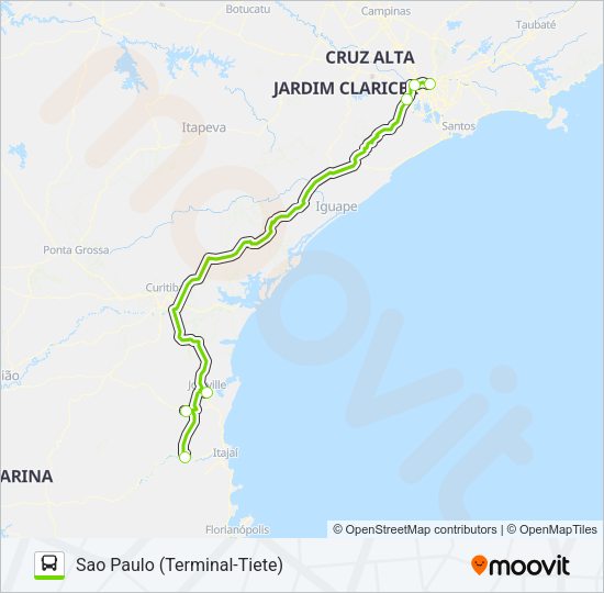 Mapa da linha FLIXBUS BRN0206 de ônibus
