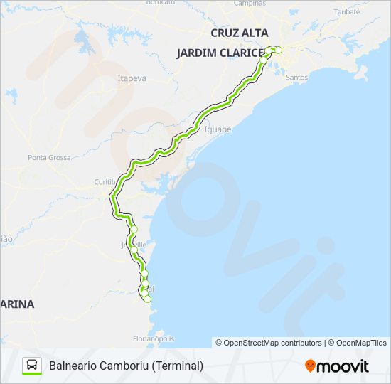 Mapa da linha FLIXBUS BRN0207 de ônibus