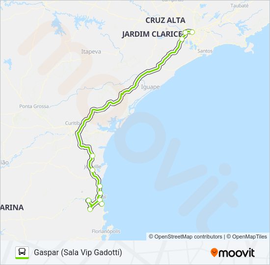 Mapa da linha FLIXBUS BRN0209 de ônibus