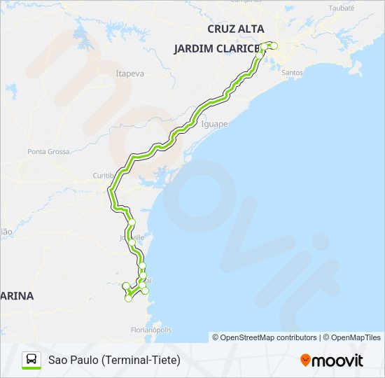 Mapa da linha FLIXBUS BRN0209 de ônibus