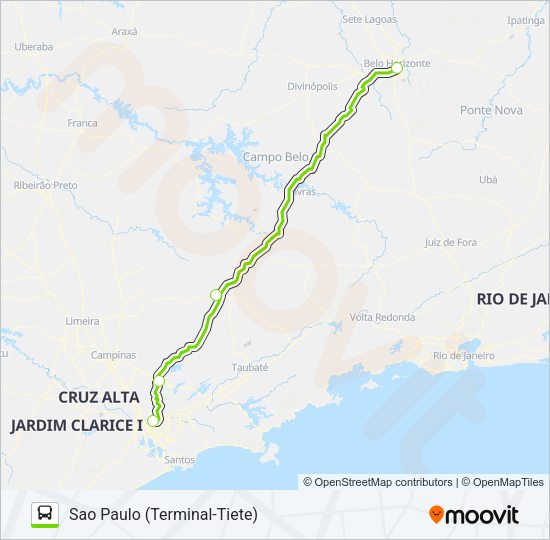 Mapa da linha FLIXBUS BRN0301 de ônibus