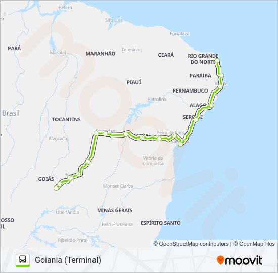 Mapa da linha FLIXBUS BRN0603 de ônibus