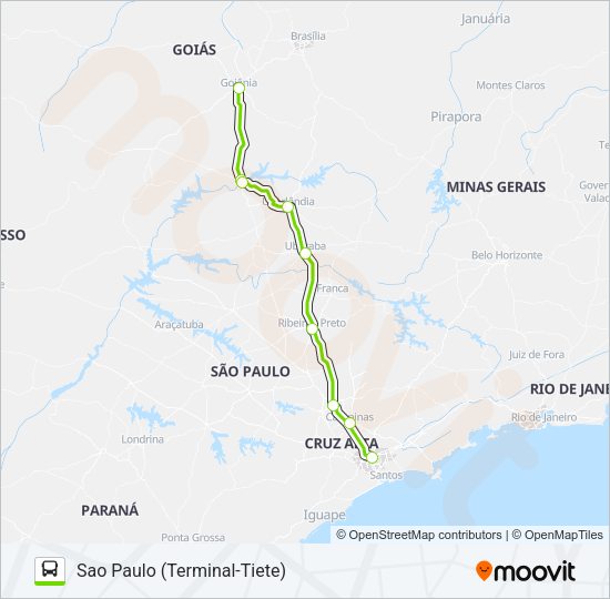 Mapa da linha FLIXBUS BRN0701 de ônibus