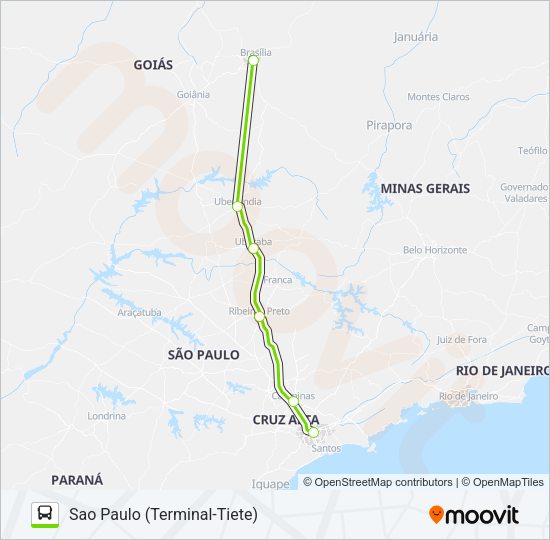 Mapa da linha FLIXBUS BRN0702 de ônibus