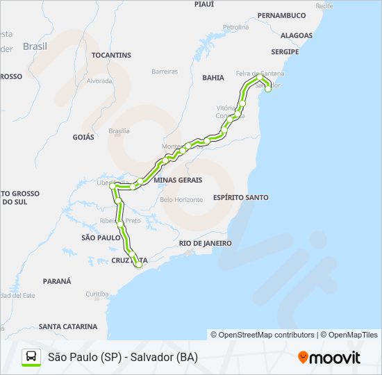 Mapa da linha FLIXBUS BRN0801 de ônibus