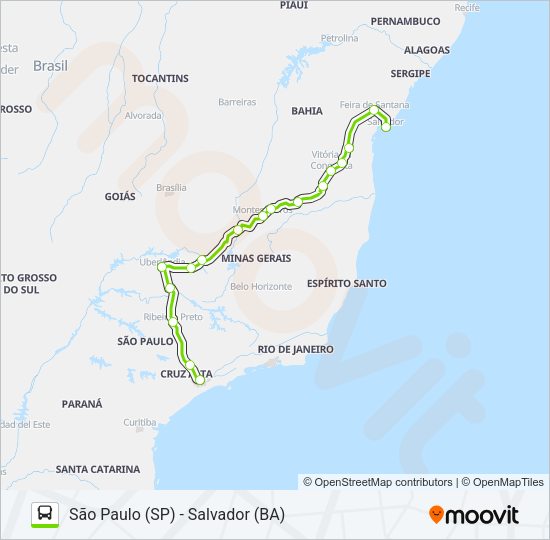 Mapa da linha FLIXBUS BRN0801 de ônibus