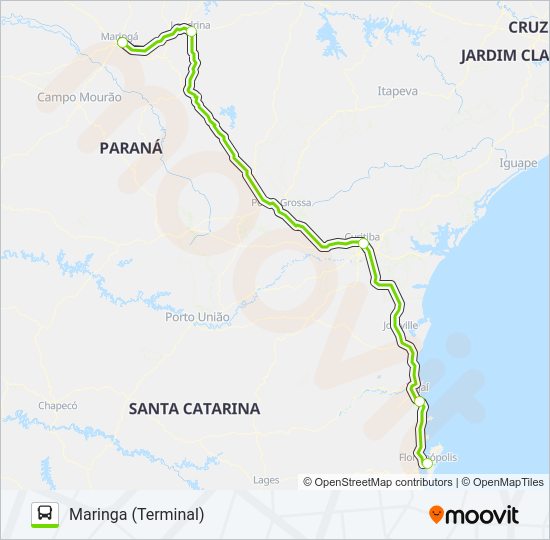 Mapa da linha FLIXBUS BRN0915 de ônibus