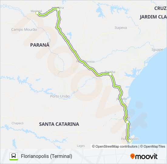 Mapa da linha FLIXBUS BRN0915 de ônibus