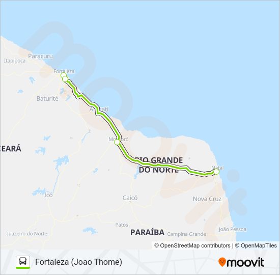 Mapa da linha FLIXBUS BRN1004 de ônibus