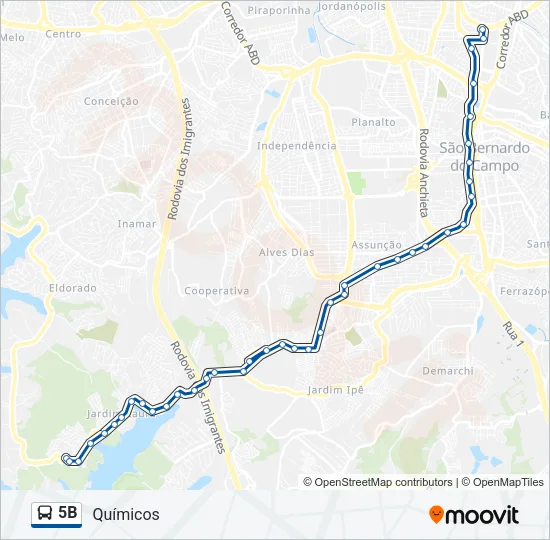 5B Bus Line Map