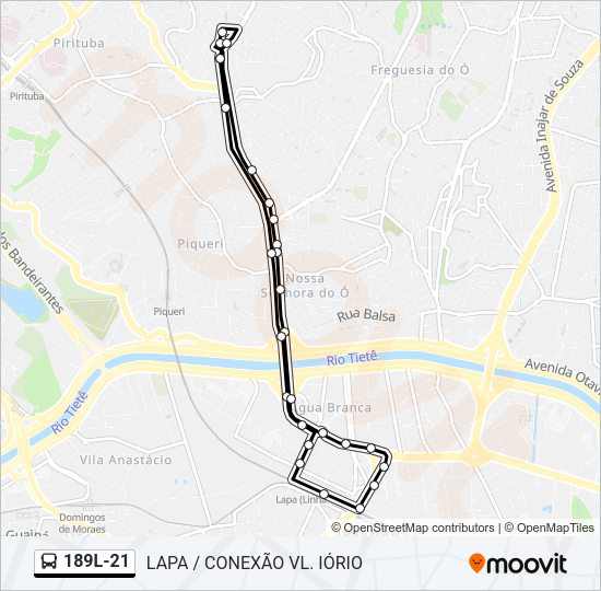 Mapa da linha 189L-21 de 