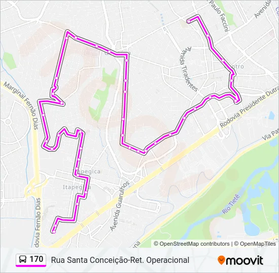 170 Bus Line Map