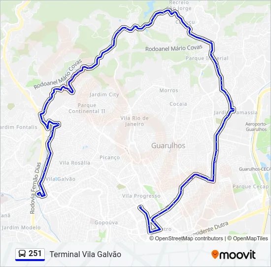 251 Bus Line Map