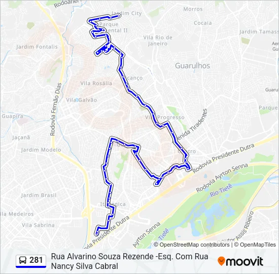 281 Bus Line Map