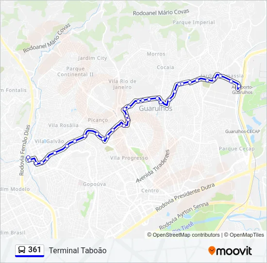 361 Bus Line Map