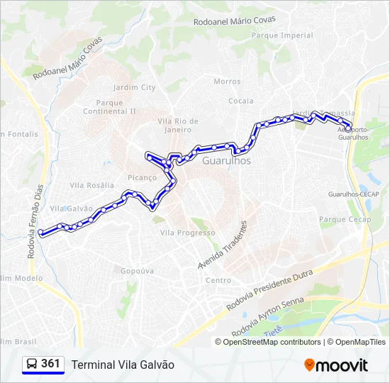 361 Bus Line Map