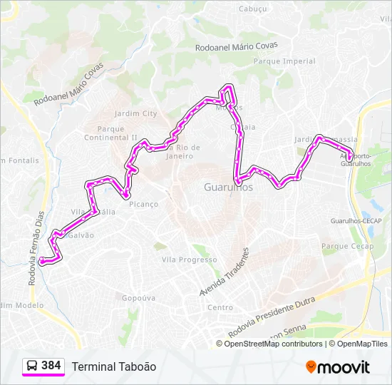 384 Bus Line Map