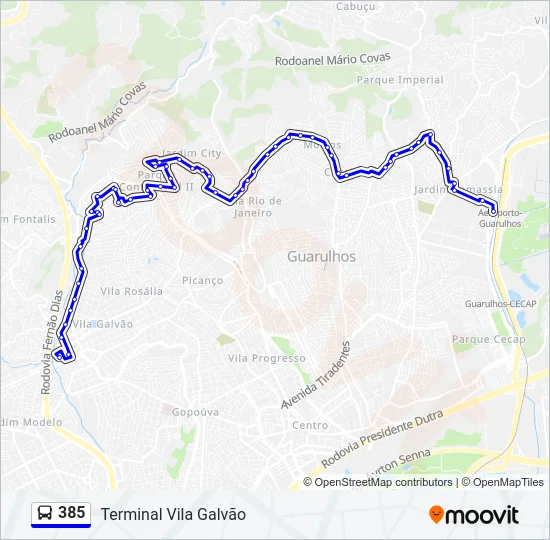 385 Bus Line Map