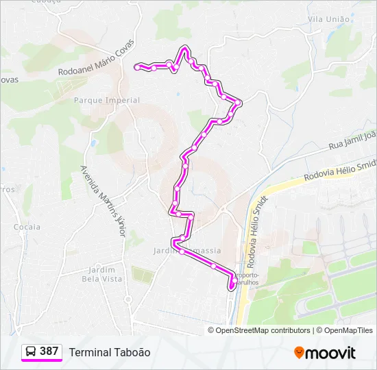 387 Bus Line Map