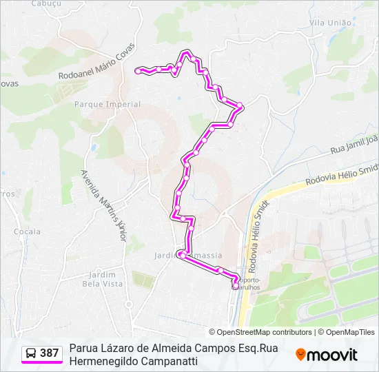 387 Bus Line Map