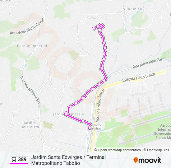 389 Bus Line Map