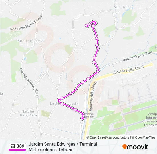389 Bus Line Map
