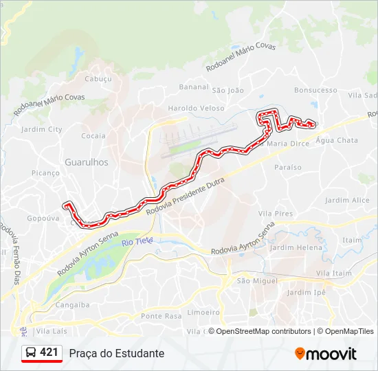 421 Bus Line Map