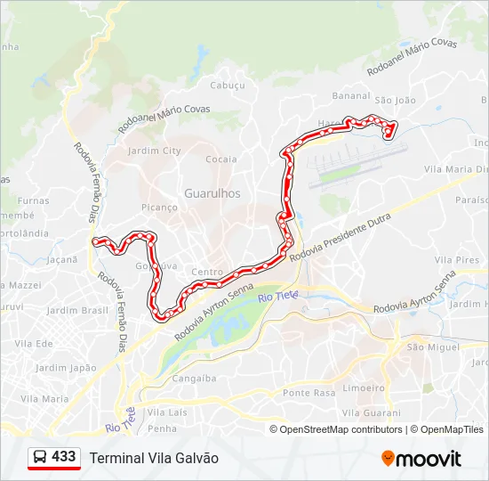 433 Bus Line Map