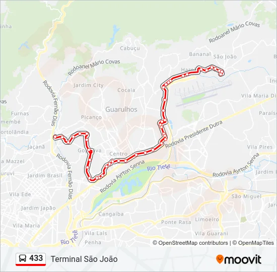 433 Bus Line Map