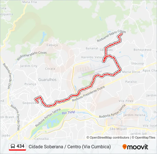 434 Bus Line Map