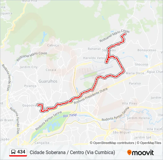 434 Bus Line Map