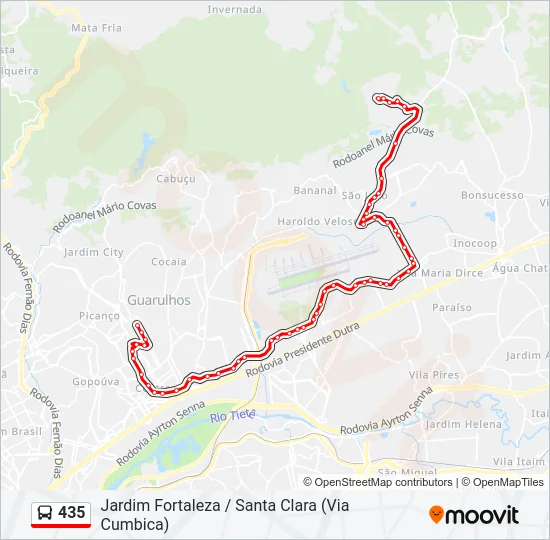435 Bus Line Map