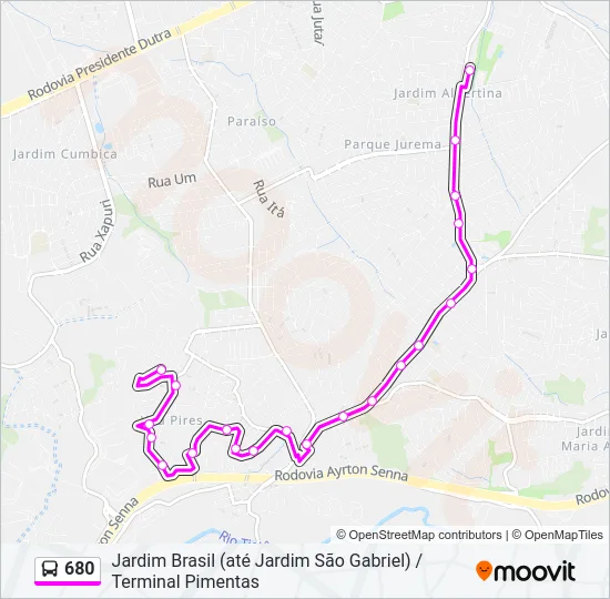 680 Bus Line Map