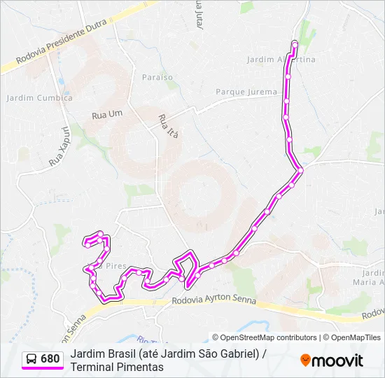 680 Bus Line Map