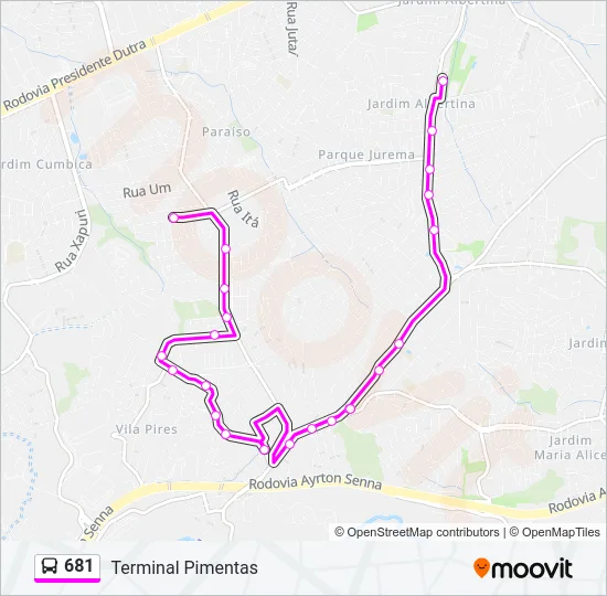681 Bus Line Map