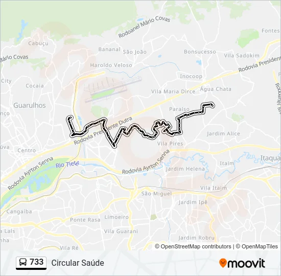 733 Bus Line Map