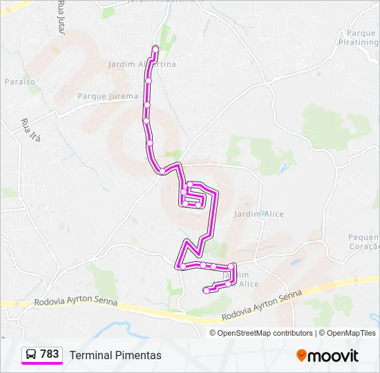 783 Bus Line Map