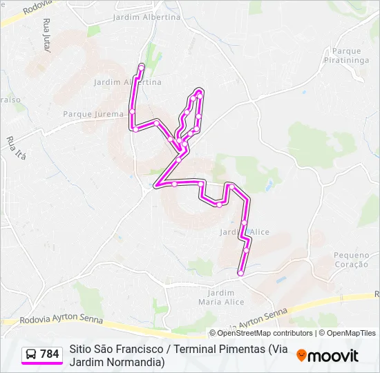 784 Bus Line Map
